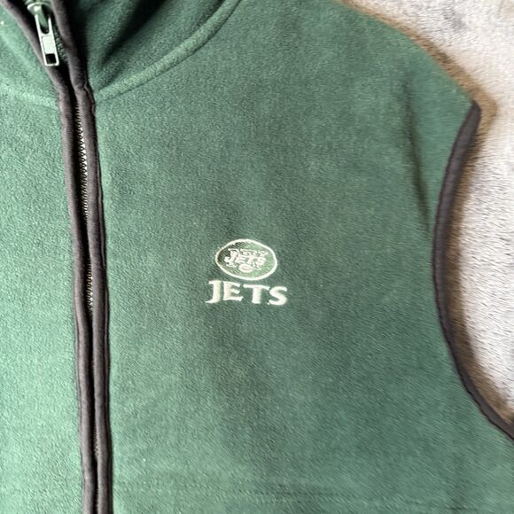 Vintage Y2K NFL New York Jets Green Vest Size Large The Edge Full Zip - Picture 2 of 8